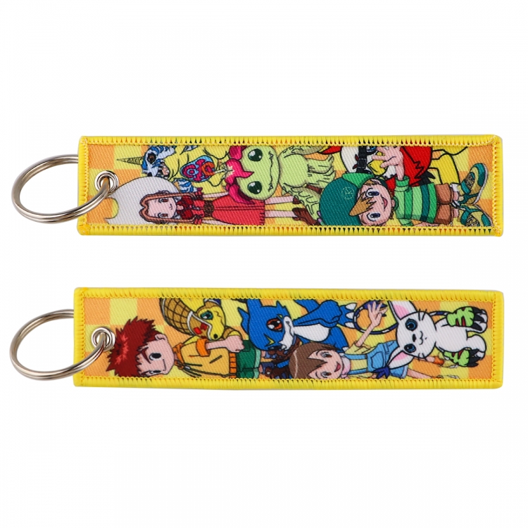 Digimon Double sided color woven label keychain with thickened hanging rope 13x3cm 10G price for 5 pcs