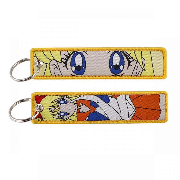 sailormoon Double sided color woven label keychain with thickened hanging rope 13x3cm 10G price for 5 pcs