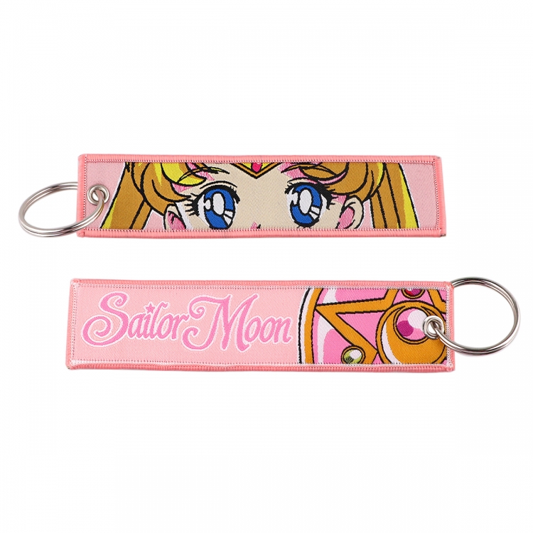 sailormoon Double sided color woven label keychain with thickened hanging rope 13x3cm 10G price for 5 pcs