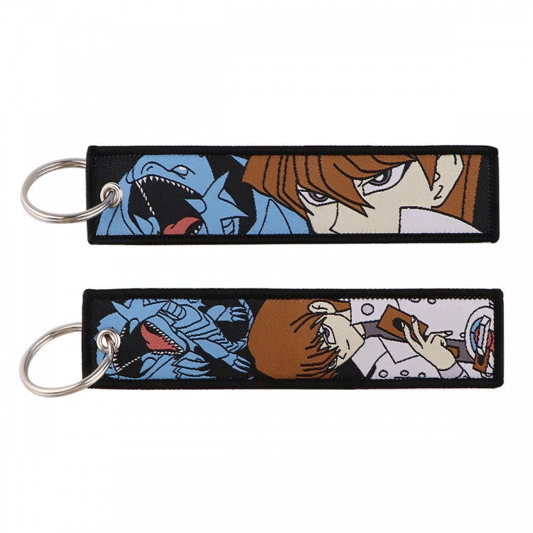 Yugioh Double sided color woven label keychain with thickened hanging rope 13x3cm 10G price for 5 pcs