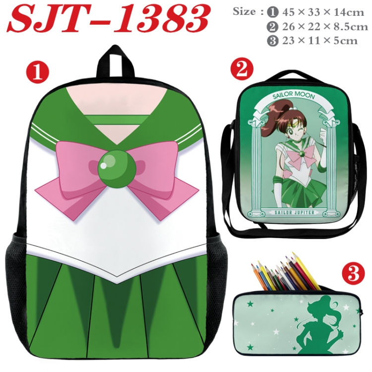 sailormoon Anime nylon canvas backpack pencil case crossbody bag three piece set 45x33x14cm