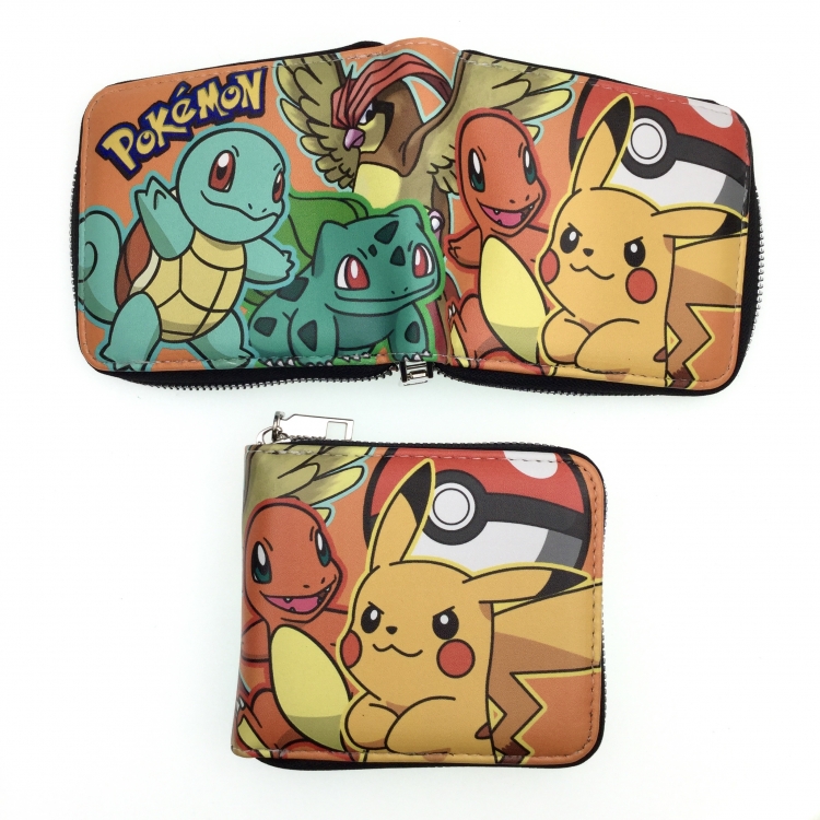 Pokemon Short zipper card wallet with foreskin clip 12X10CM