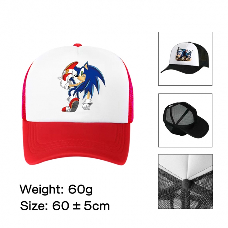 Sonic The Hedgehog Anime peripheral color printed mesh cap baseball cap size 60 ± 5cm