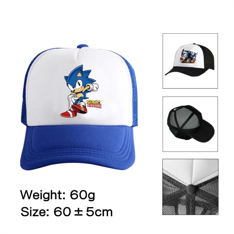 Sonic The Hedgehog Anime peripheral color printed mesh cap baseball cap size 60 ± 5cm