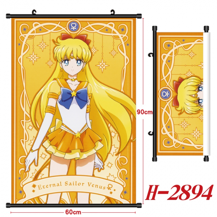 sailormoon Anime Black Plastic Rod Canvas Painting Wall Scroll 60X90CM