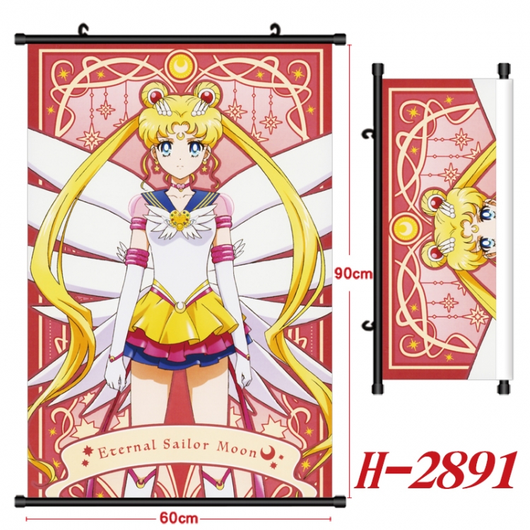 sailormoon Anime Black Plastic Rod Canvas Painting Wall Scroll 60X90CM