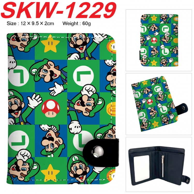 Super Mario Anime vertical button folding wallet 12X9.5X2CM 60g SKW-1229