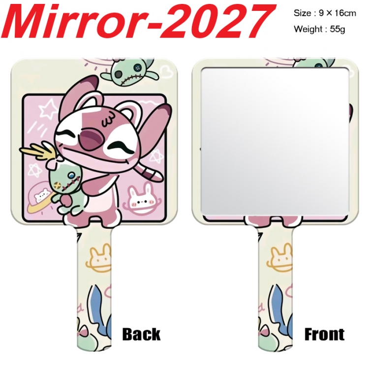 Lilo & Stitch Anime peripheral UV printing handle small mirror portable makeup mirror 9x16cm