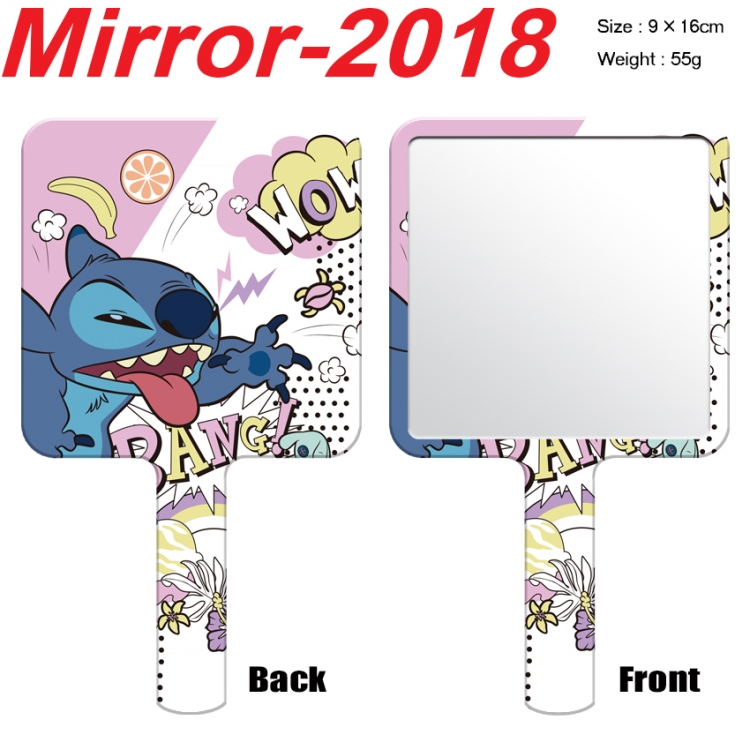 Lilo & Stitch Anime peripheral UV printing handle small mirror portable makeup mirror 9x16cm