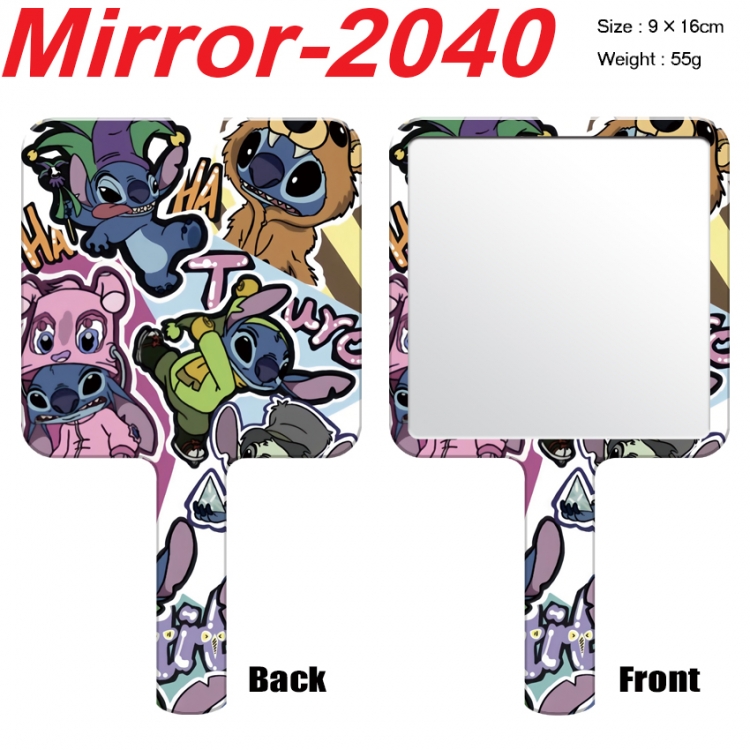 Lilo & Stitch Anime peripheral UV printing handle small mirror portable makeup mirror 9x16cm