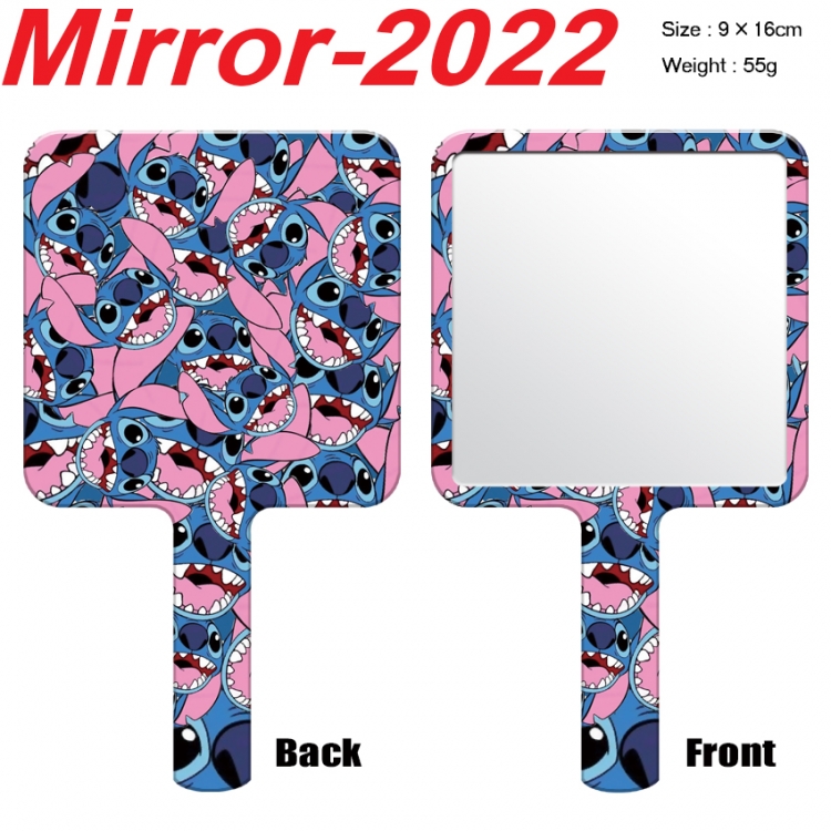 Lilo & Stitch Anime peripheral UV printing handle small mirror portable makeup mirror 9x16cm