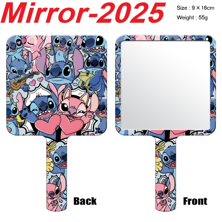 Lilo & Stitch Anime peripheral UV printing handle small mirror portable makeup mirror 9x16cm