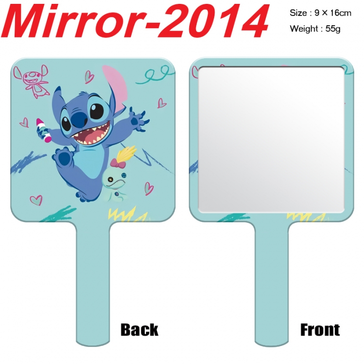 Lilo & Stitch Anime peripheral UV printing handle small mirror portable makeup mirror 9x16cm