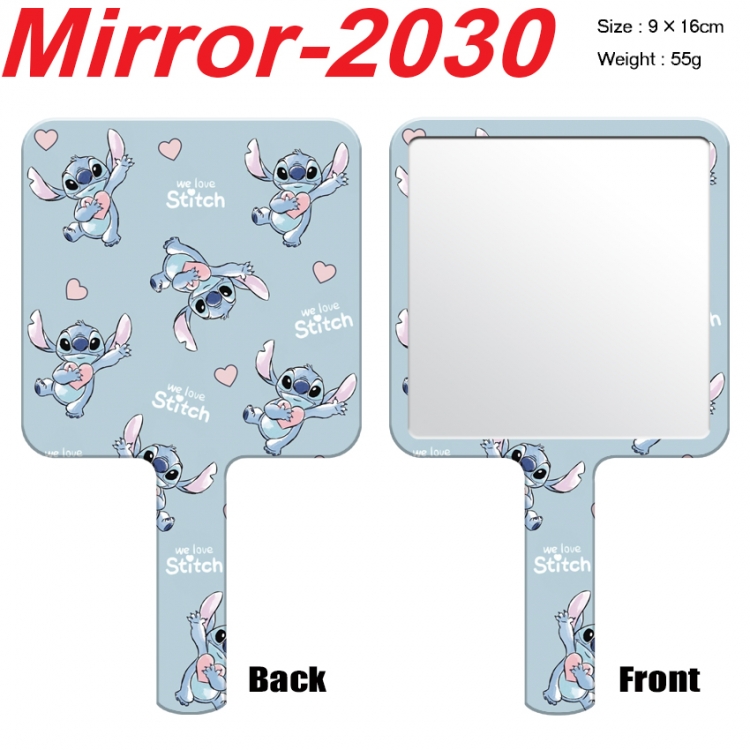 Lilo & Stitch Anime peripheral UV printing handle small mirror portable makeup mirror 9x16cm