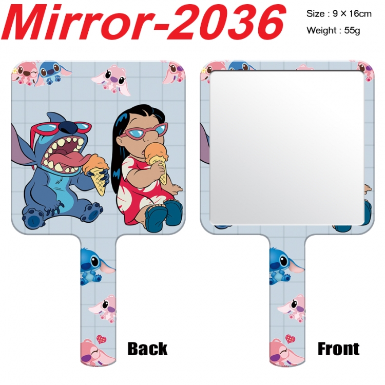 Lilo & Stitch Anime peripheral UV printing handle small mirror portable makeup mirror 9x16cm