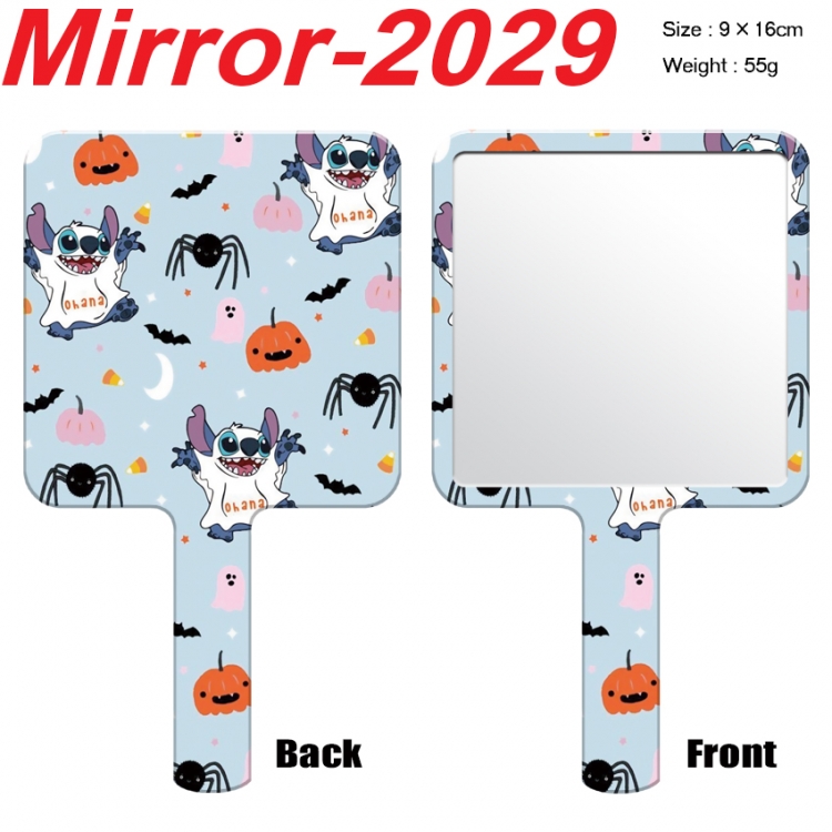 Lilo & Stitch Anime peripheral UV printing handle small mirror portable makeup mirror 9x16cm