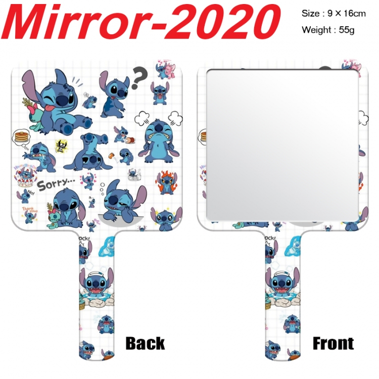 Lilo & Stitch Anime peripheral UV printing handle small mirror portable makeup mirror 9x16cm