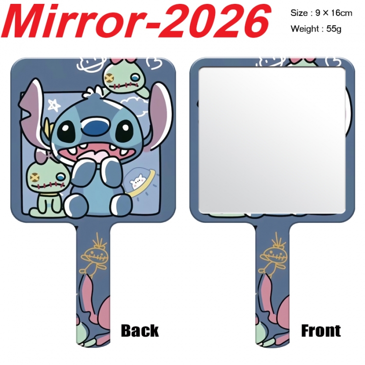 Lilo & Stitch Anime peripheral UV printing handle small mirror portable makeup mirror 9x16cm