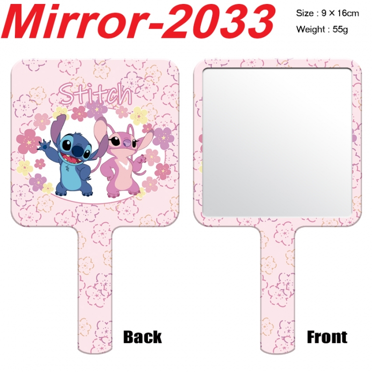 Lilo & Stitch Anime peripheral UV printing handle small mirror portable makeup mirror 9x16cm