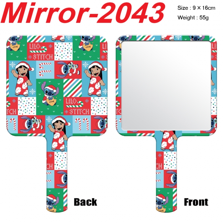 Lilo & Stitch Anime peripheral UV printing handle small mirror portable makeup mirror 9x16cm