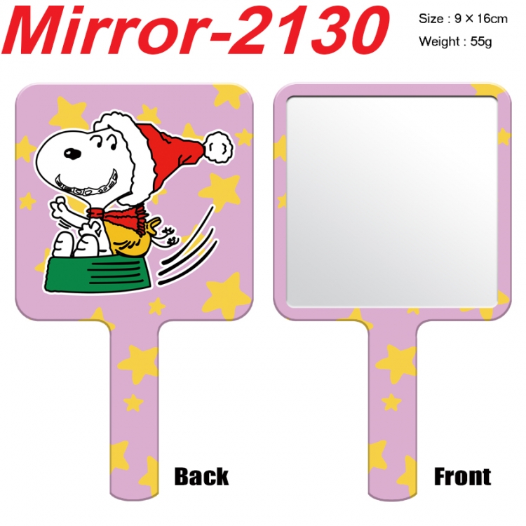 Snoopys Story Anime peripheral UV printing handle small mirror portable makeup mirror 9x16cm