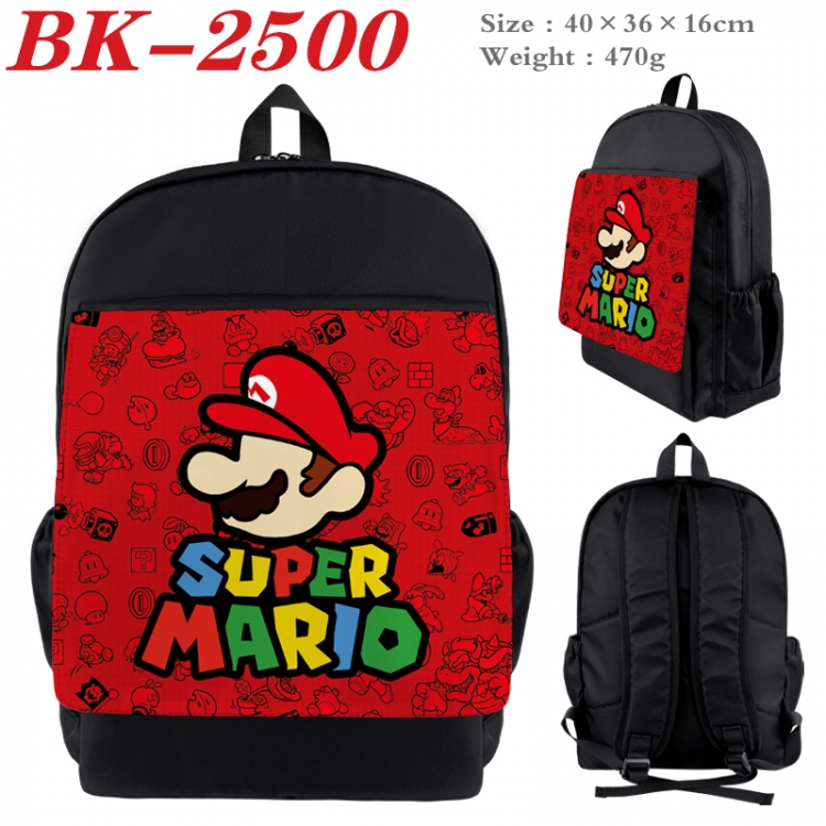 Super Mario Waterproof nylon canvas flip color picture backpack 40X36X16CM