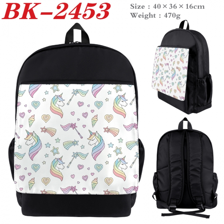 Unicorn Waterproof nylon canvas flip color picture backpack 40X36X16CM