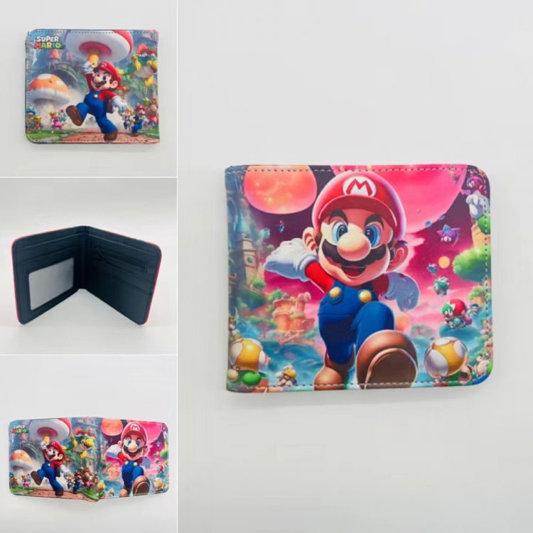 Super Mario Full color Two fold short card case wallet 11X9.5CM