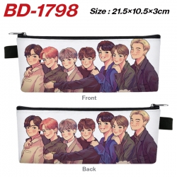 BTS Anime PU Leather Zipper Pe...