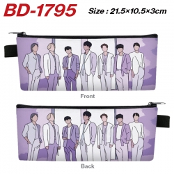 BTS Anime PU Leather Zipper Pe...