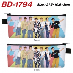 BTS Anime PU Leather Zipper Pe...