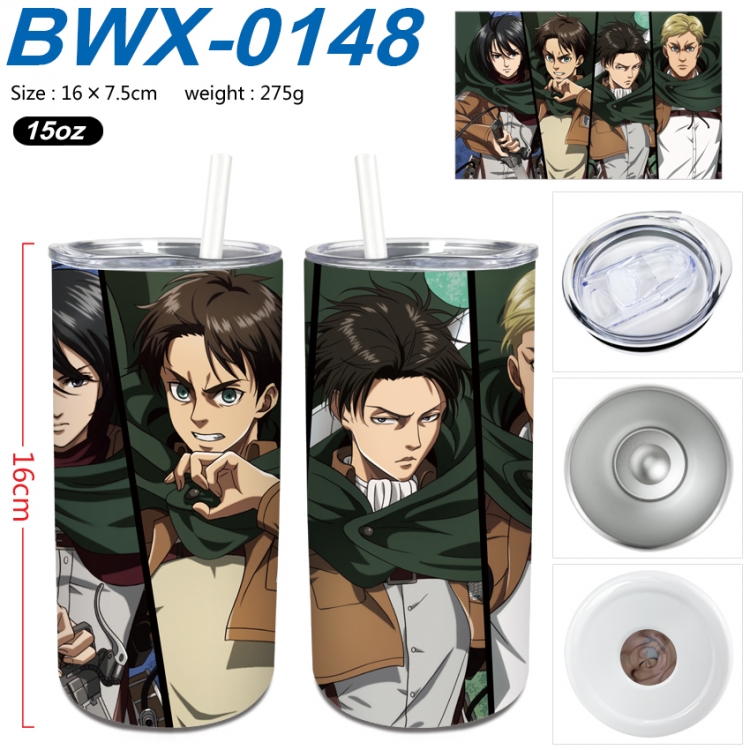 Shingeki no Kyojin Small straight tube 304 stainless steel insulated cup 16X7.5CM