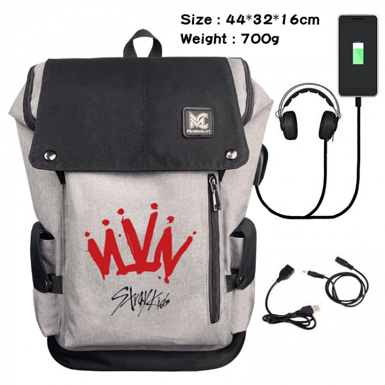 straykids Animation anti-theft canvas bucket backpack 44X32X16CM