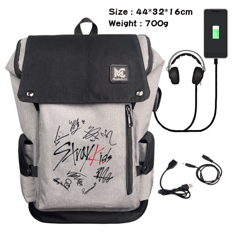 straykids Animation anti-theft canvas bucket backpack 44X32X16CM