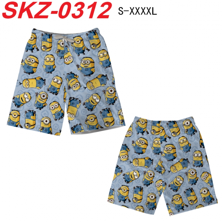 Despicable Me Anime full-color digital printed beach shorts from S to 4XL