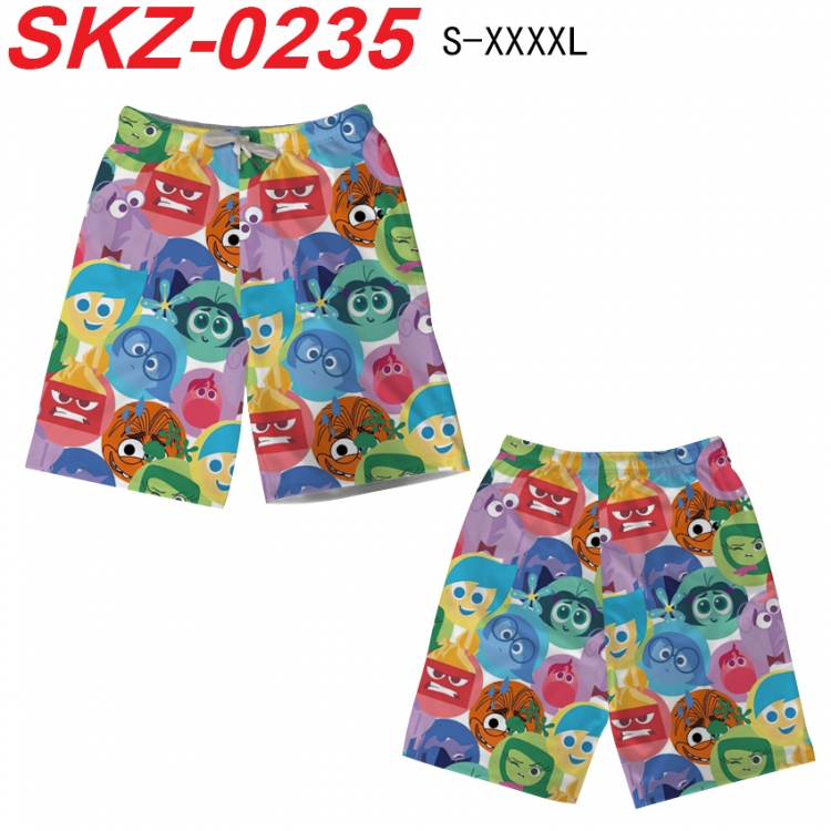 Inside Out Anime full-color digital printed beach shorts from S to 4XL  SKZ-0235