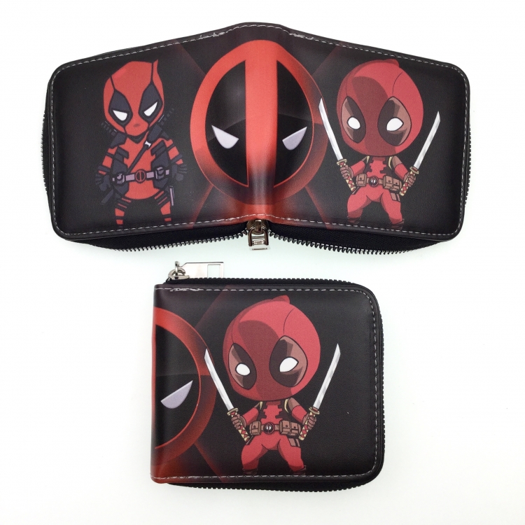 Deadpool Short zipper card wallet with foreskin clip 12X10CM E-127