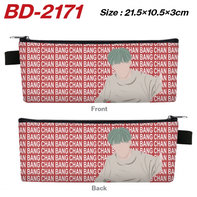 straykids Anime PU Leather Zipper Pencil Case Stationery Box 21.5X10.5X3CM BD-2171