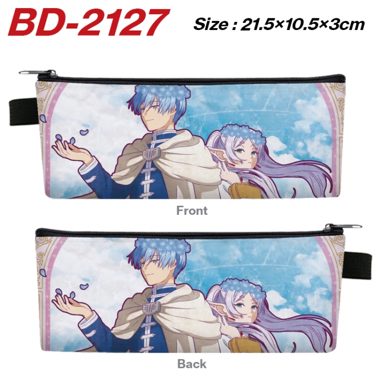 Frieren: Beyond Journey's End Anime PU Leather Zipper Pencil Case Stationery Box 21.5X10.5X3CM  BD-2127