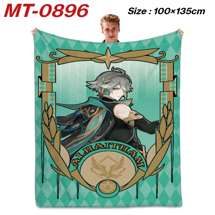 Genshin Impact  Anime flannel blanket air conditioner quilt double-sided printing 100x135cm