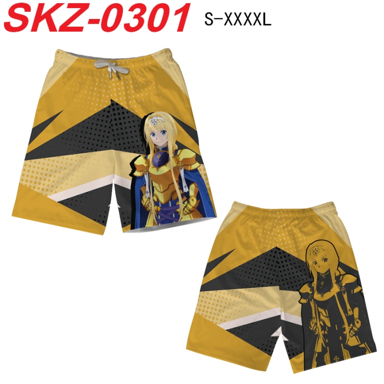 Sword Art Online Anime full-color digital printed beach shorts from S to 4XL