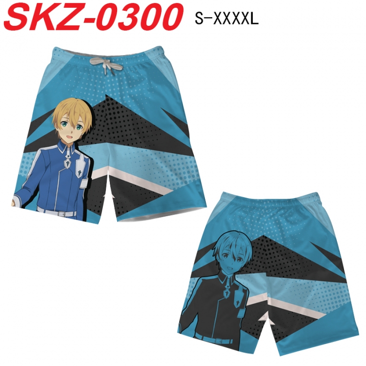 Sword Art Online Anime full-color digital printed beach shorts from S to 4XL