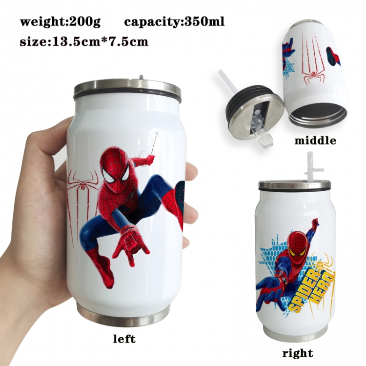 Spiderman Anime Printed Stainless Steel Insulated Cup Straw Water Cup 350ML