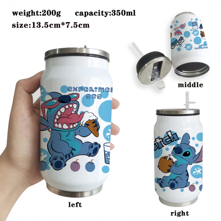 Lilo & Stitch Anime Printed Stainless Steel Insulated Cup Straw Water Cup 350ML