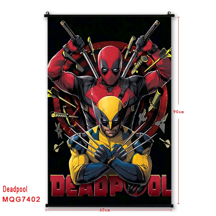 Deadpool Anime black Plastic rod Cloth painting Wall Scroll 60X90CM MQG7402