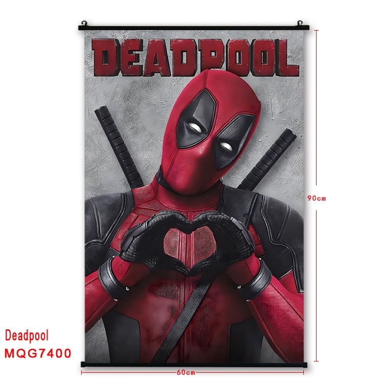 Deadpool Anime black Plastic rod Cloth painting Wall Scroll 60X90CM  MQG7400