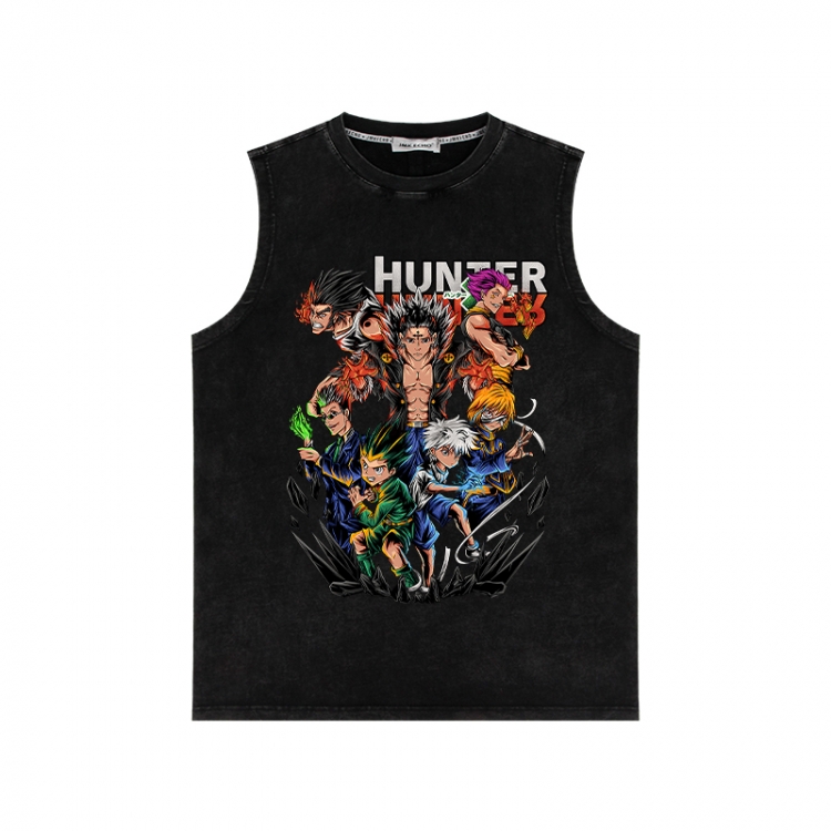 HunterXHunter Anime peripheral washed vest direct spray process 290g from S to 2XL