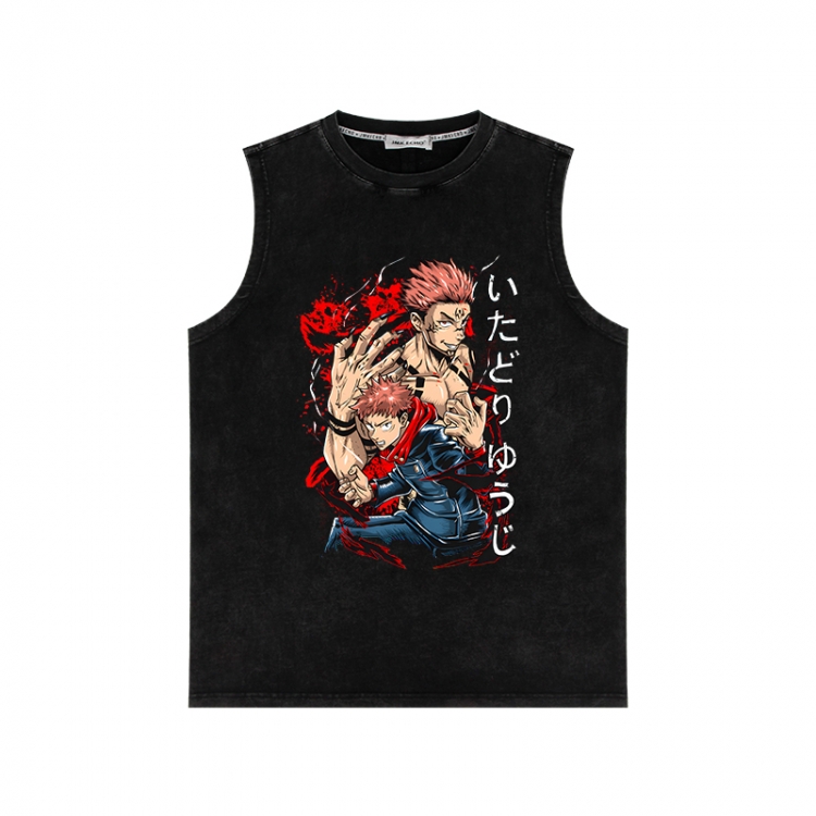 Jujutsu Kaisen Anime peripheral washed vest direct spray process 290g from S to 2XL