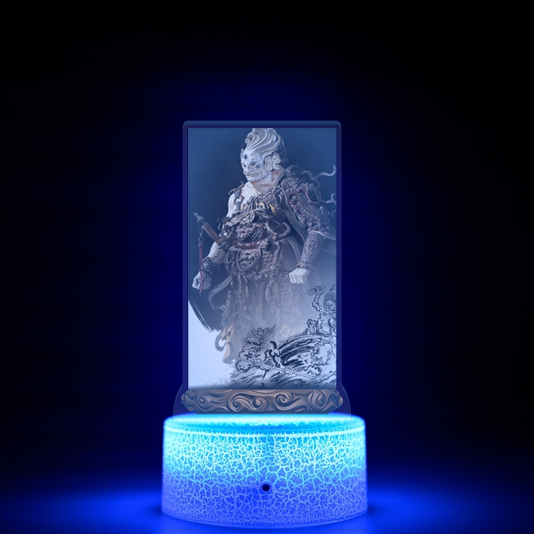 Black Myth Acrylic Night Light 16 Color-changing USB Interface Box Set 19X7X4CM white base