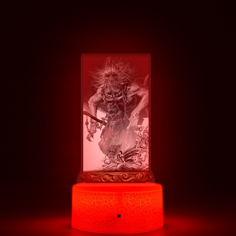 Black Myth Acrylic Night Light 16 Color-changing USB Interface Box Set 19X7X4CM white base